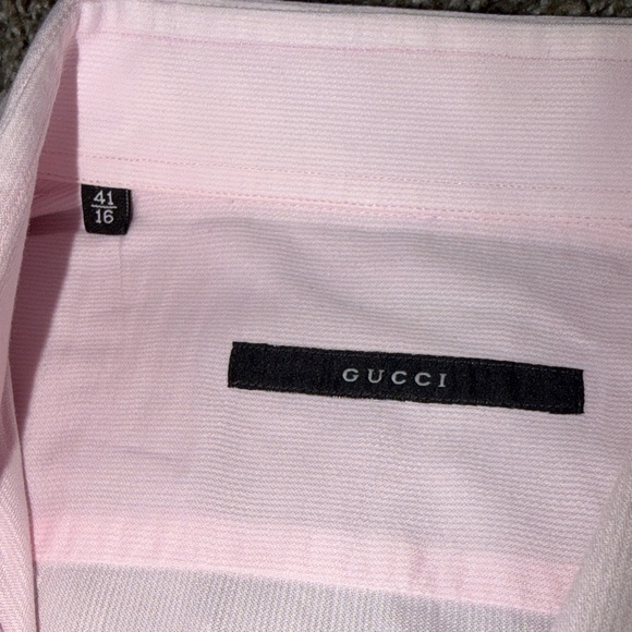 Gucci Men's Light Pink Button Up Dress Shirt Neck 16 - Picture 2 of 9